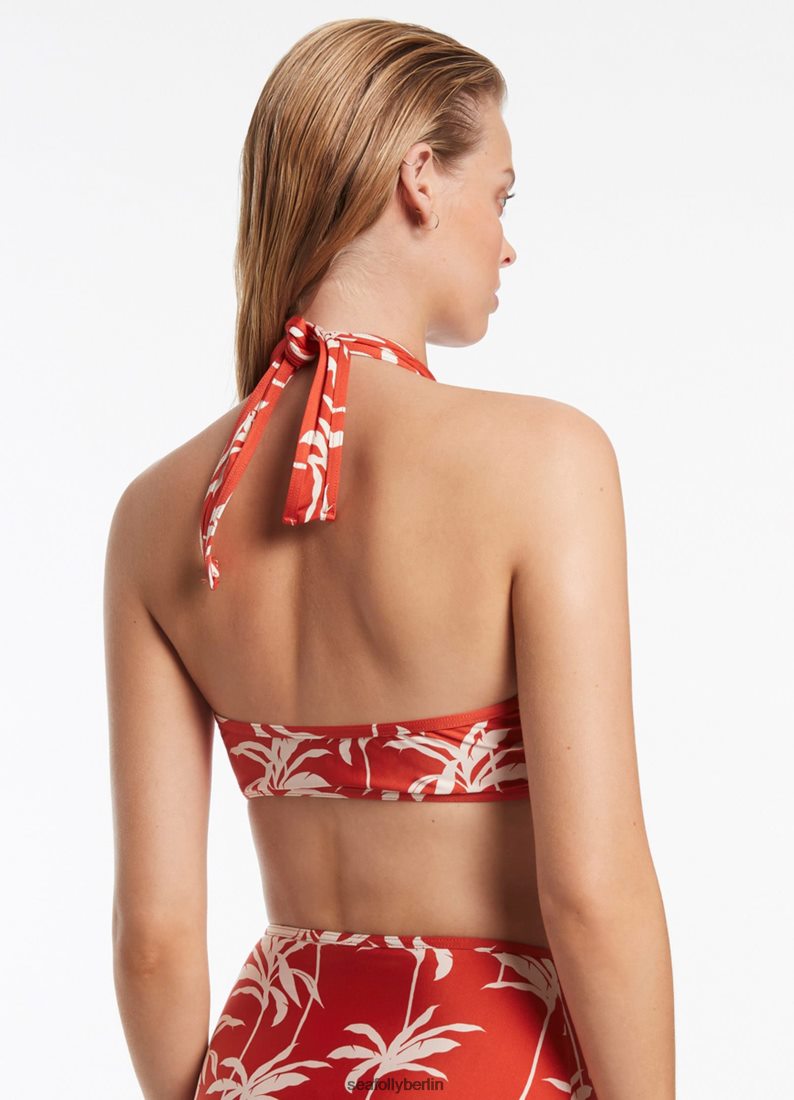 Badebekleidung Seafolly Neckholder-Oberteil zum Binden in Palme Kirsche Frauen 6RVZTV484