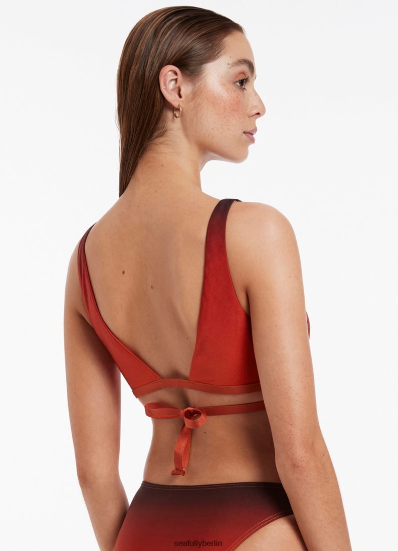 Badebekleidung Seafolly Oia Sunset Wickeloberteil mit tiefem Ausschnitt gebranntes Orange Frauen 6RVZTV404