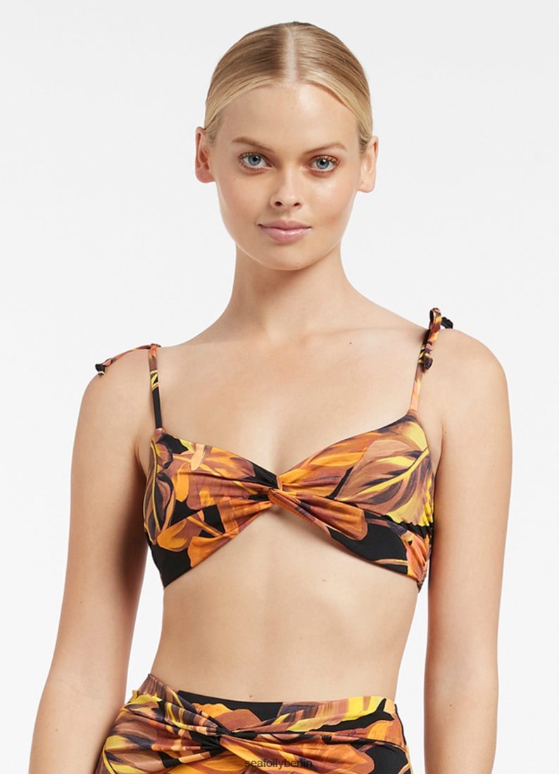 Badebekleidung Seafolly Palmas Twist-Front-Oberteil Schwarz Frauen 6RVZTV602
