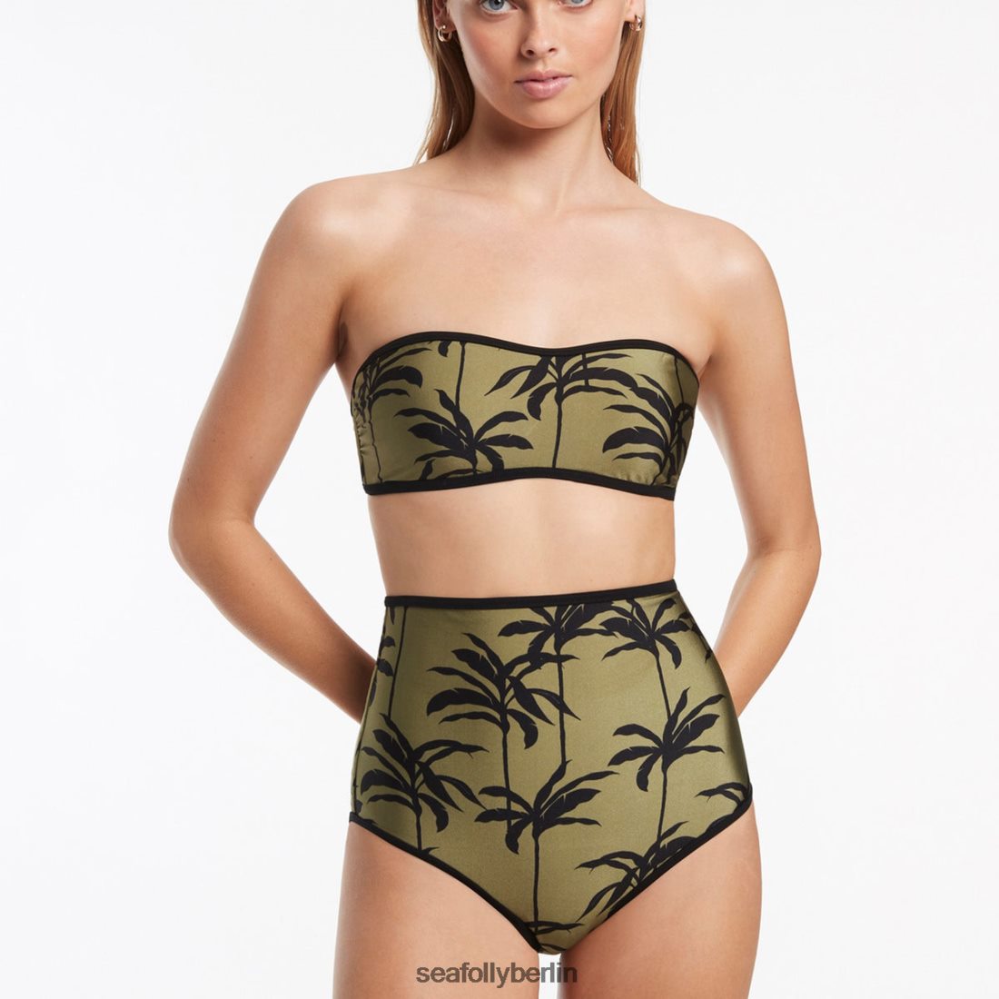 Badebekleidung Seafolly Palme minimalistisches Bandeau-Top Olive Frauen 6RVZTV485