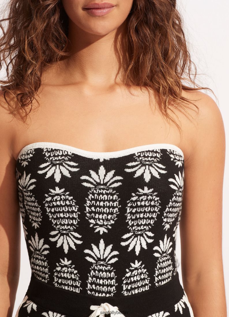 Badebekleidung Seafolly Playsuit aus Korsika-Jacquard-Strick Schwarz Frauen 6RVZTV652