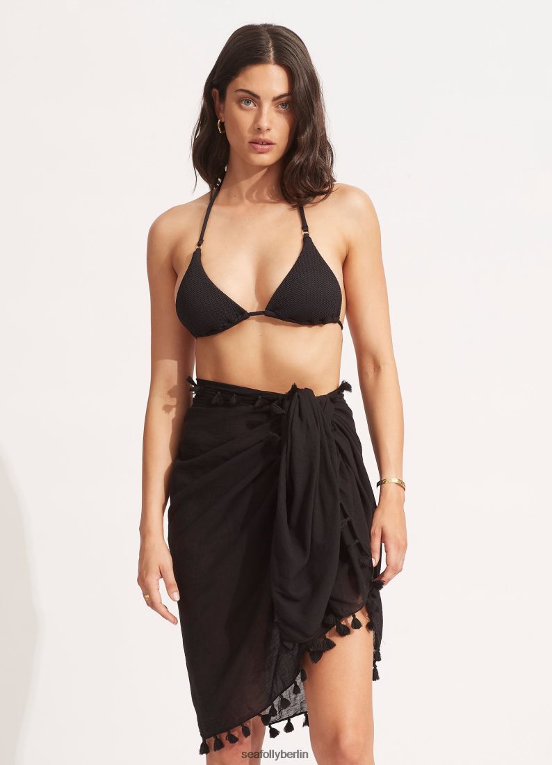 Badebekleidung Seafolly Sarong aus Baumwollgaze Schwarz Frauen 6RVZTV715