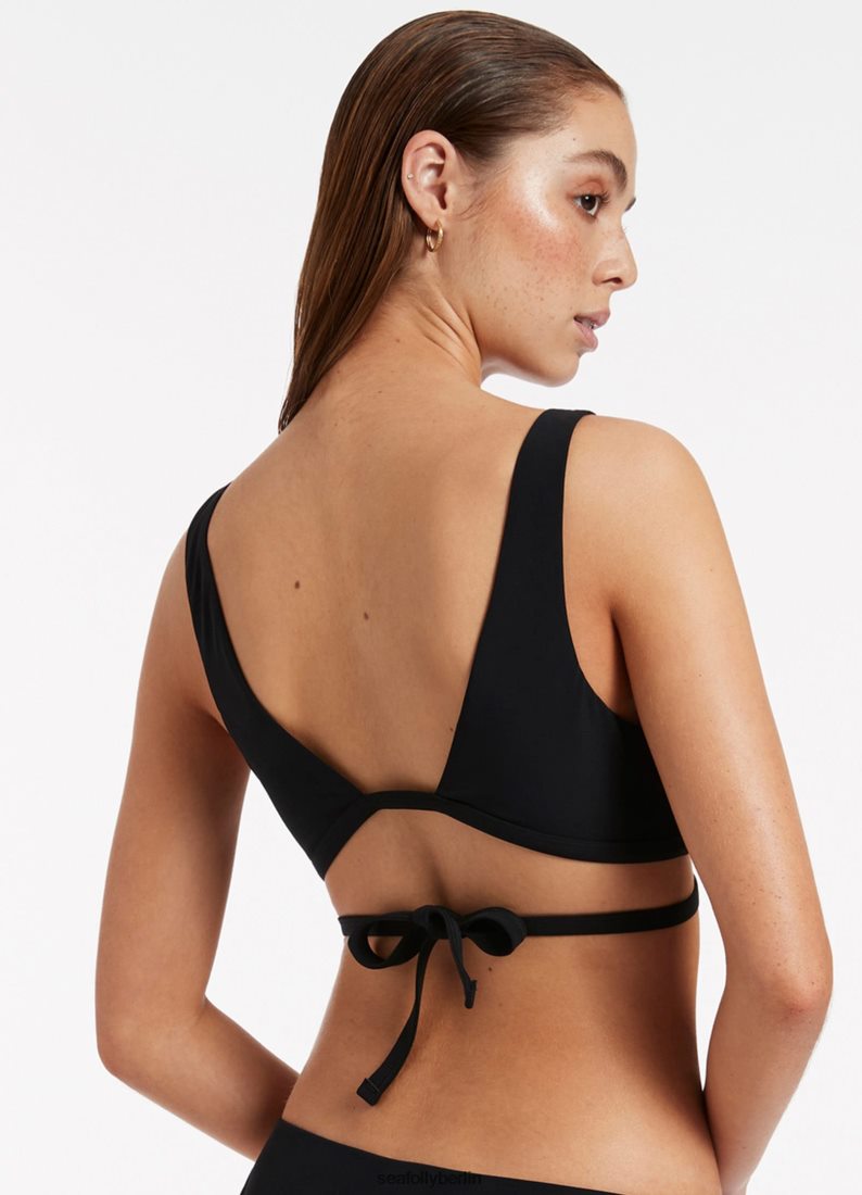 Badebekleidung Seafolly Tief ausgeschnittenes Jetset-Oberteil mit Wickelschnürung Schwarz Frauen 6RVZTV312