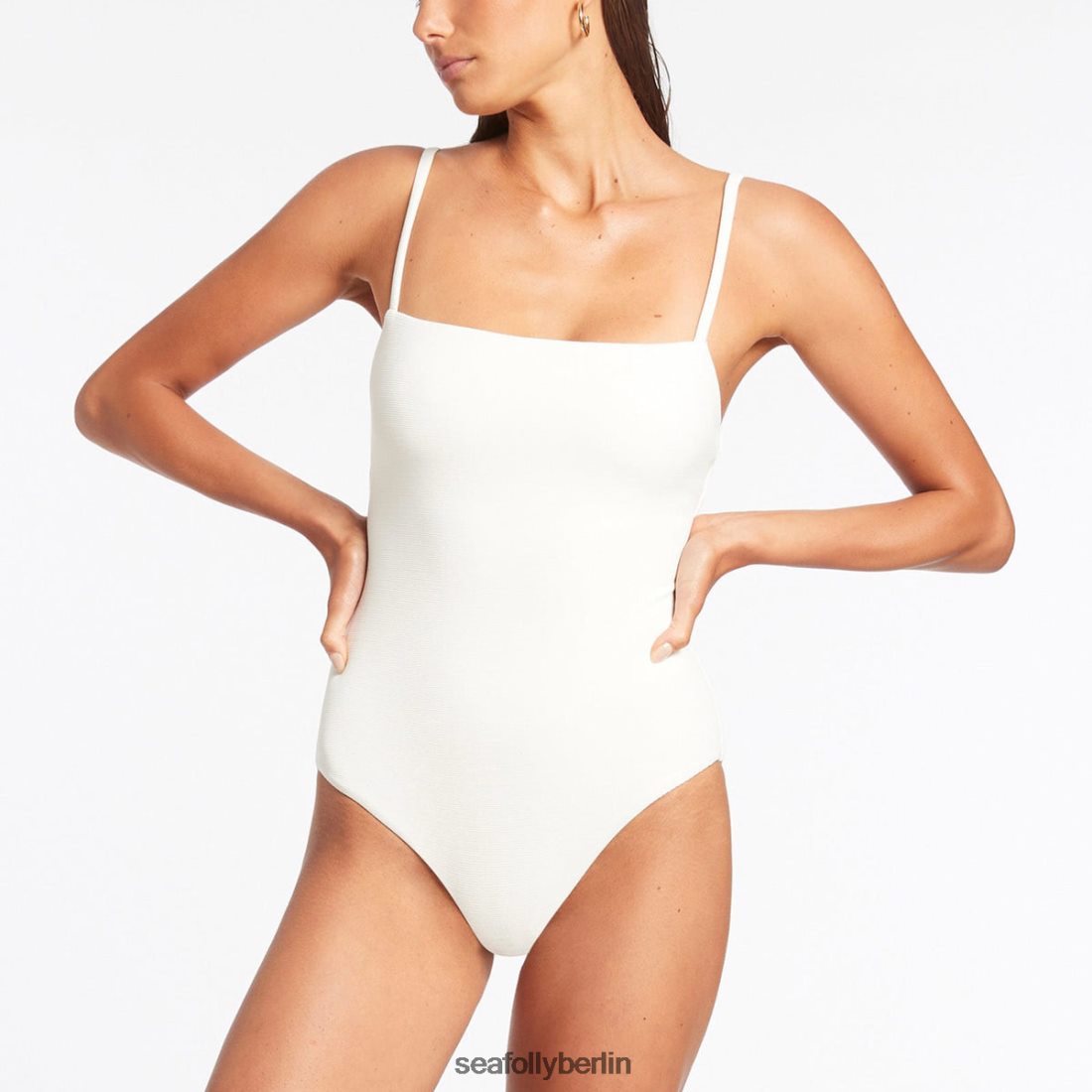Badebekleidung Seafolly Isla Rib Minimal Tank einteilig Creme Frauen 6RVZTV121