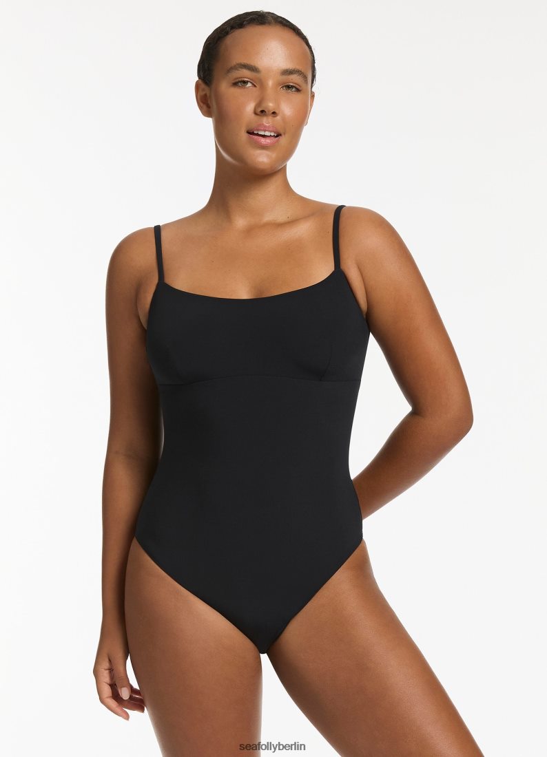 Badebekleidung Seafolly Jetset-Panzer einteilig Schwarz Frauen 6RVZTV96