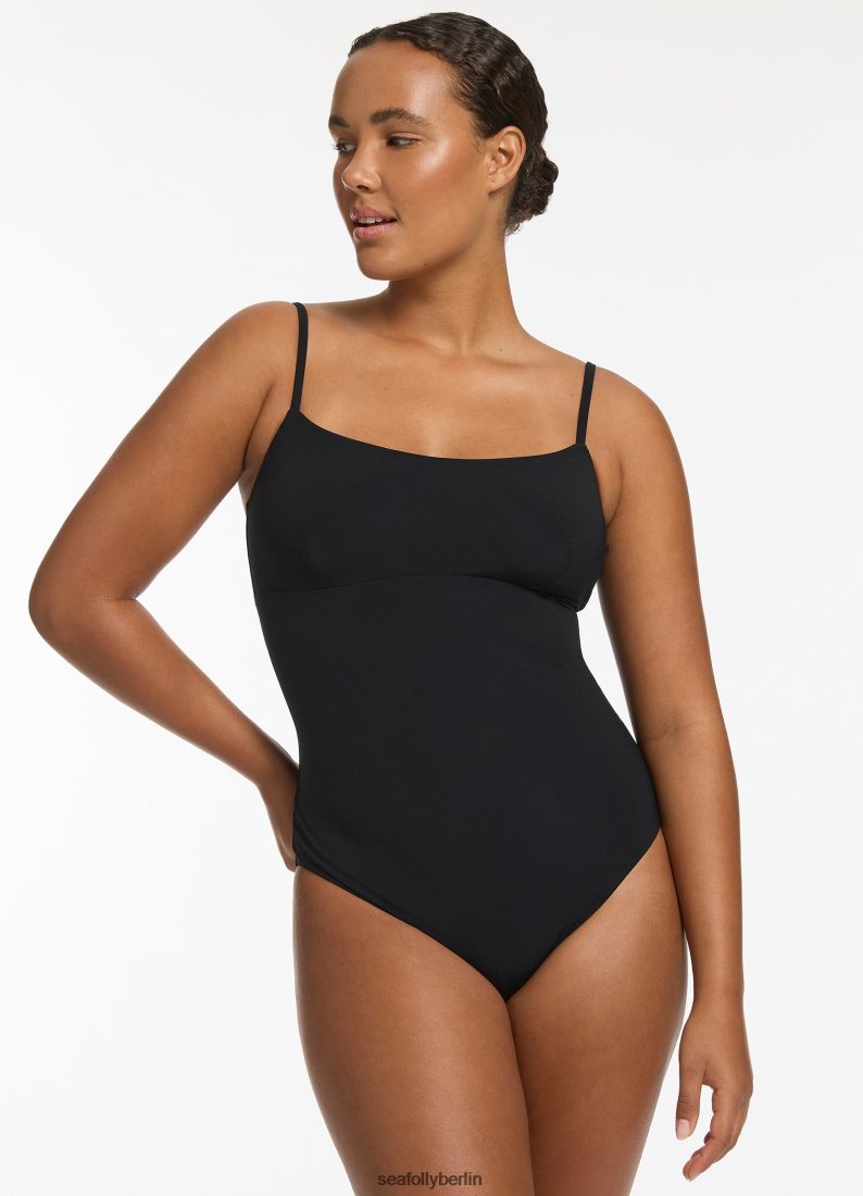 Badebekleidung Seafolly Jetset-Panzer einteilig Schwarz Frauen 6RVZTV96