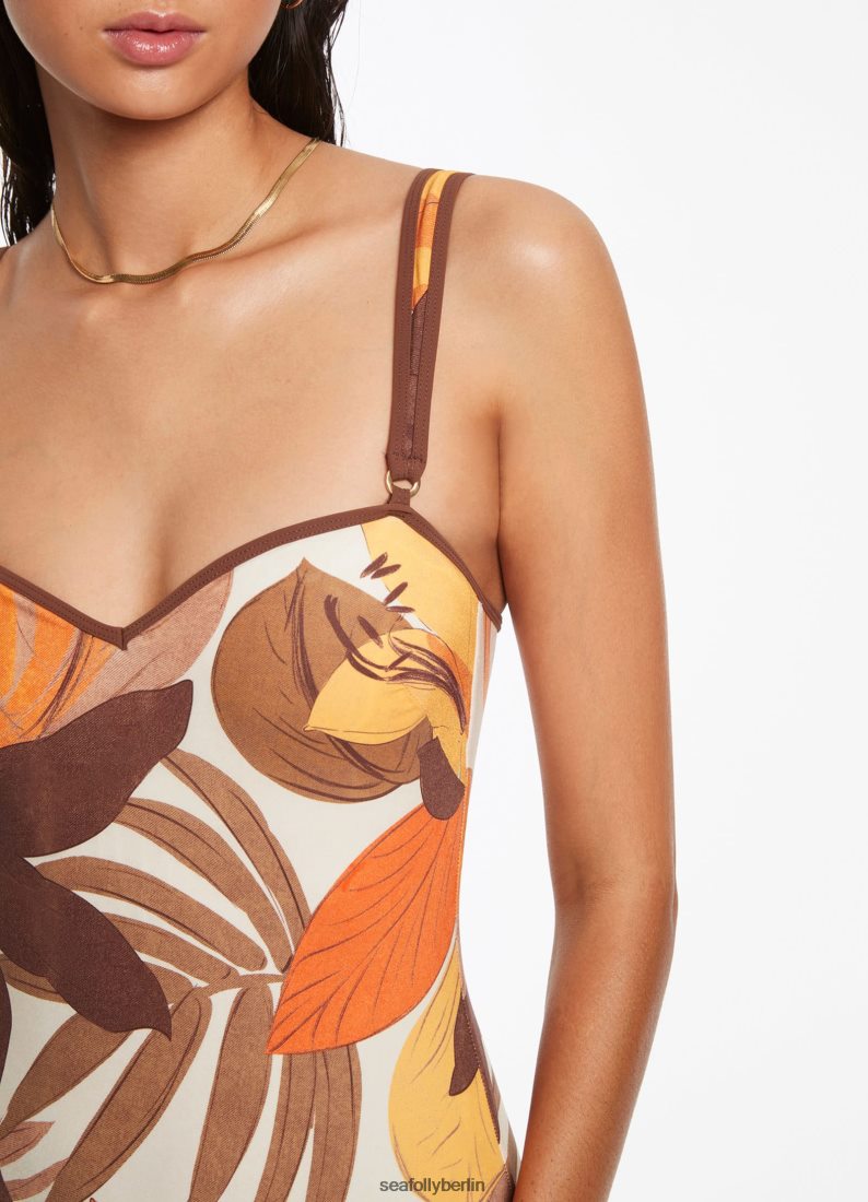 Badebekleidung Seafolly Tanktop mit Blumenbesatz, einteilig Latté Frauen 6RVZTV120