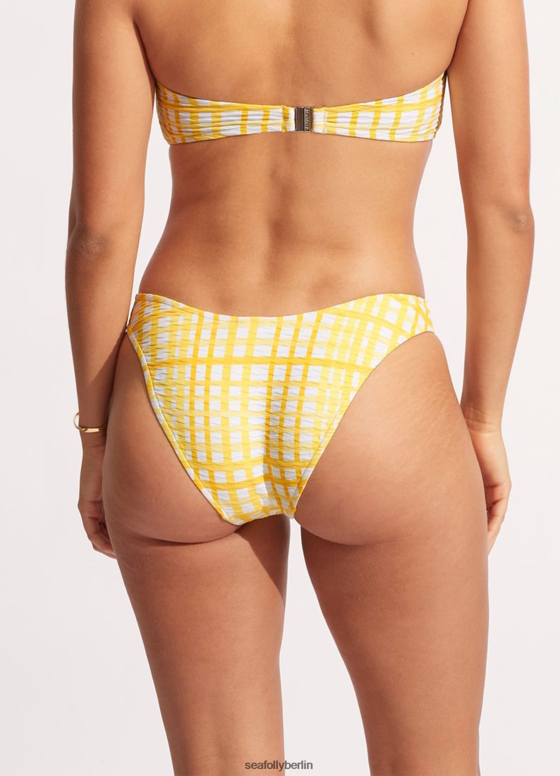 Badebekleidung Seafolly Amalfi-Karo-Hose mit hohem Schnitt Limettenlicht Frauen 6RVZTV595