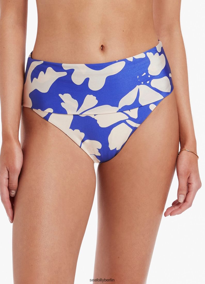 Badebekleidung Seafolly Emporio-Hose mit hohem Bund zum Umklappen Saphir Frauen 6RVZTV379