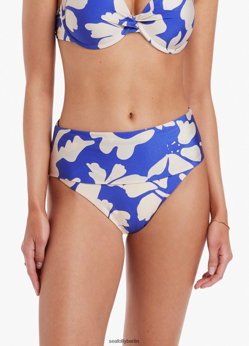 Badebekleidung Seafolly Emporio-Hose mit hohem Bund zum Umklappen Saphir Frauen 6RVZTV379