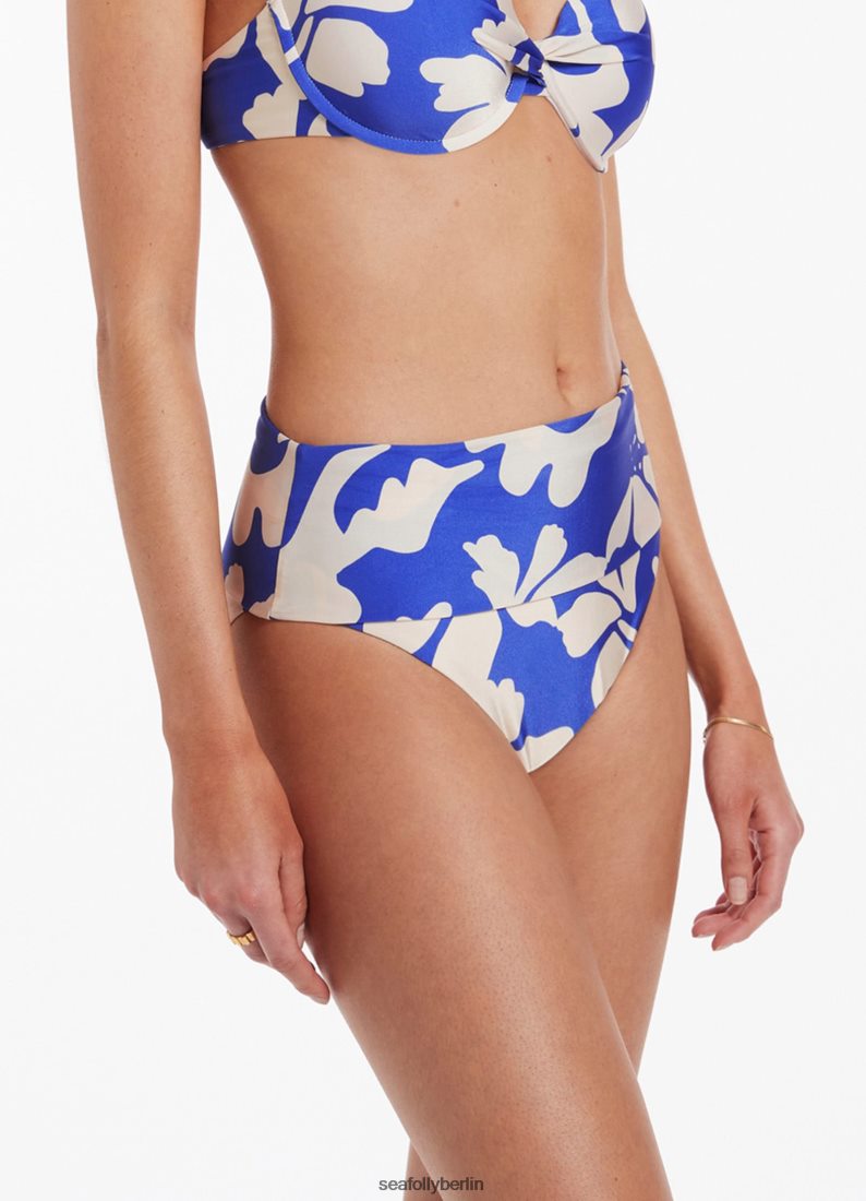 Badebekleidung Seafolly Emporio-Hose mit hohem Bund zum Umklappen Saphir Frauen 6RVZTV379