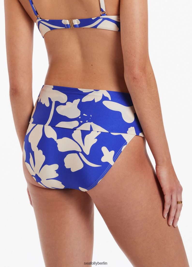 Badebekleidung Seafolly Emporio-Hose mit hohem Bund zum Umklappen Saphir Frauen 6RVZTV379