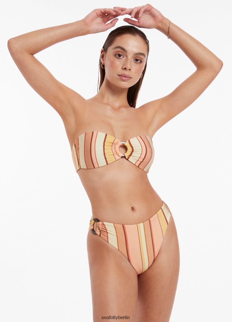 Badebekleidung Seafolly Fira – Gestreiftes Bikiniunterteil mit hohem Beinbesatz Ringelblume Frauen 6RVZTV451