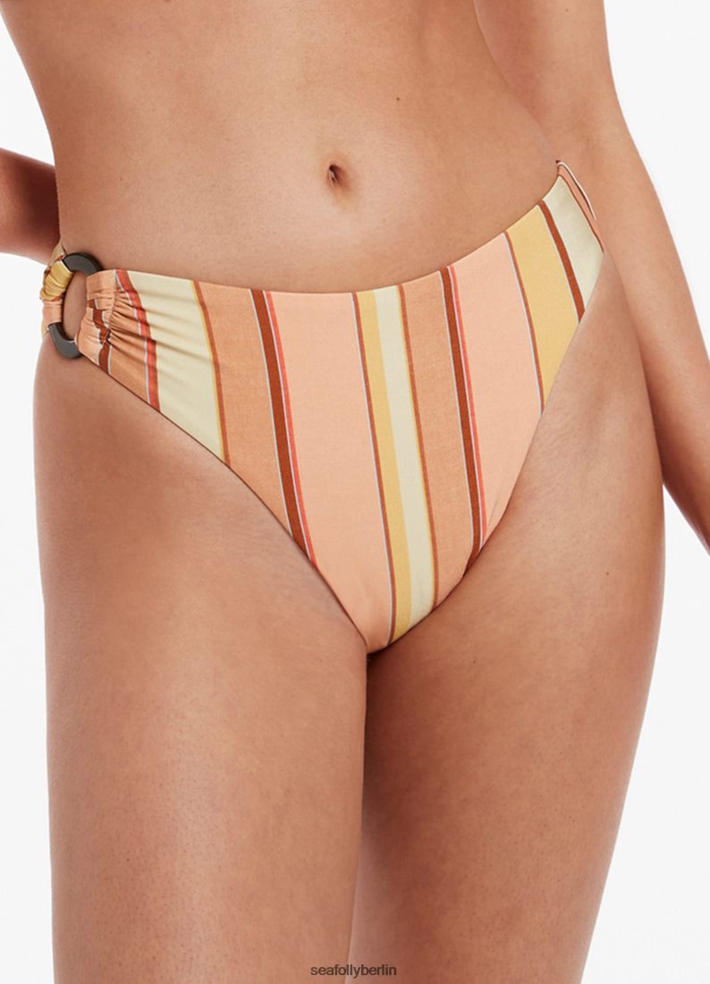 Badebekleidung Seafolly Fira – Gestreiftes Bikiniunterteil mit hohem Beinbesatz Ringelblume Frauen 6RVZTV451