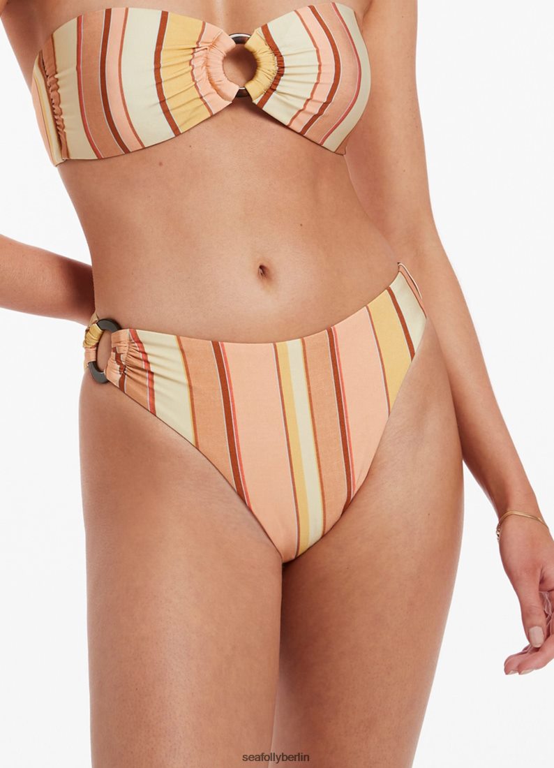 Badebekleidung Seafolly Fira – Gestreiftes Bikiniunterteil mit hohem Beinbesatz Ringelblume Frauen 6RVZTV451