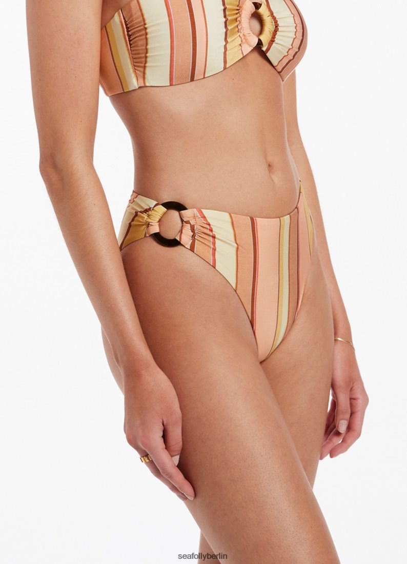 Badebekleidung Seafolly Fira – Gestreiftes Bikiniunterteil mit hohem Beinbesatz Ringelblume Frauen 6RVZTV451