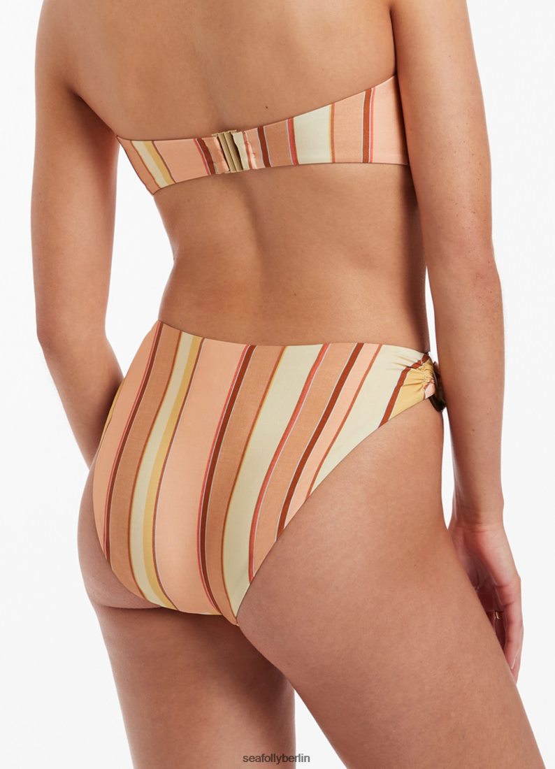 Badebekleidung Seafolly Fira – Gestreiftes Bikiniunterteil mit hohem Beinbesatz Ringelblume Frauen 6RVZTV451