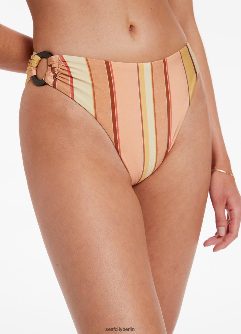 Badebekleidung Seafolly Fira – Gestreiftes Bikiniunterteil mit hohem Beinbesatz Ringelblume Frauen 6RVZTV451