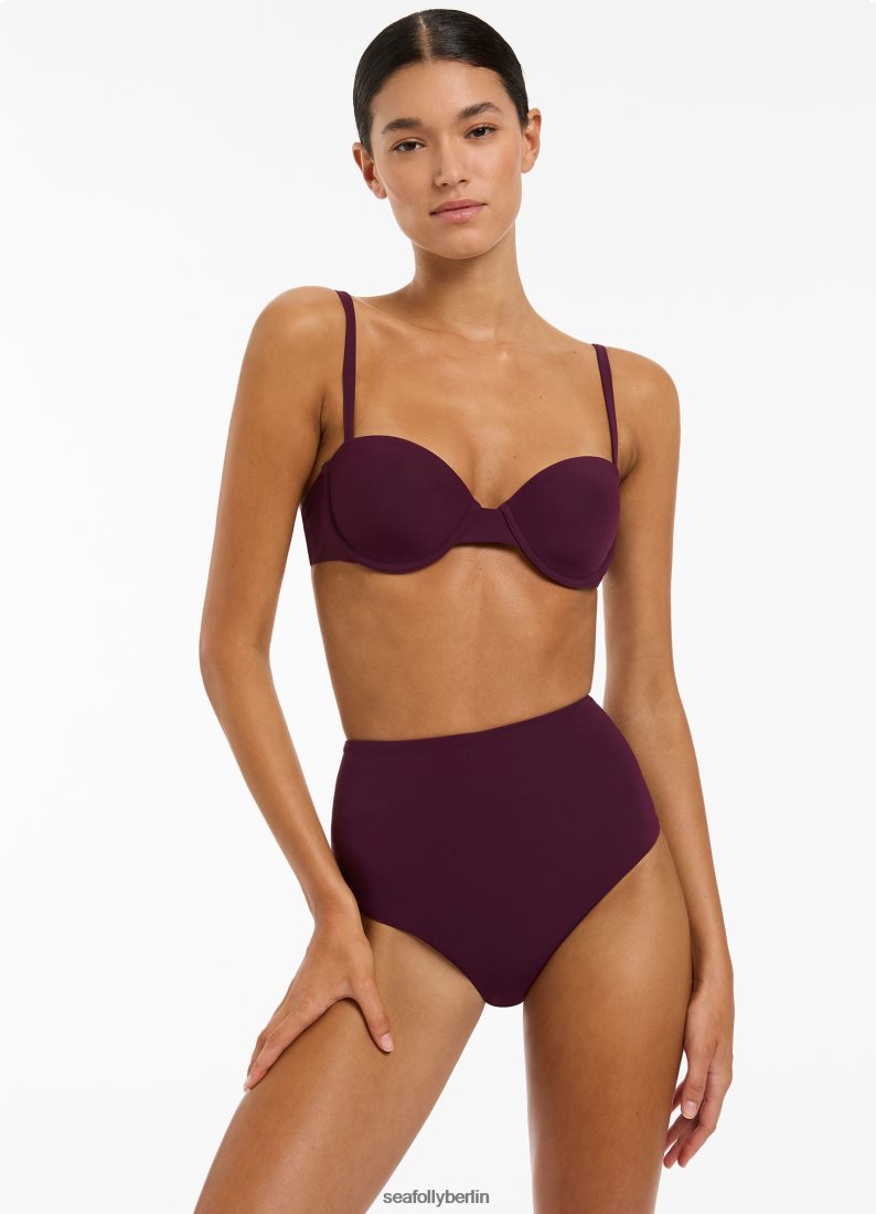 Badebekleidung Seafolly Jetset-Bikinihose mit hoher Taille Hafen Frauen 6RVZTV446