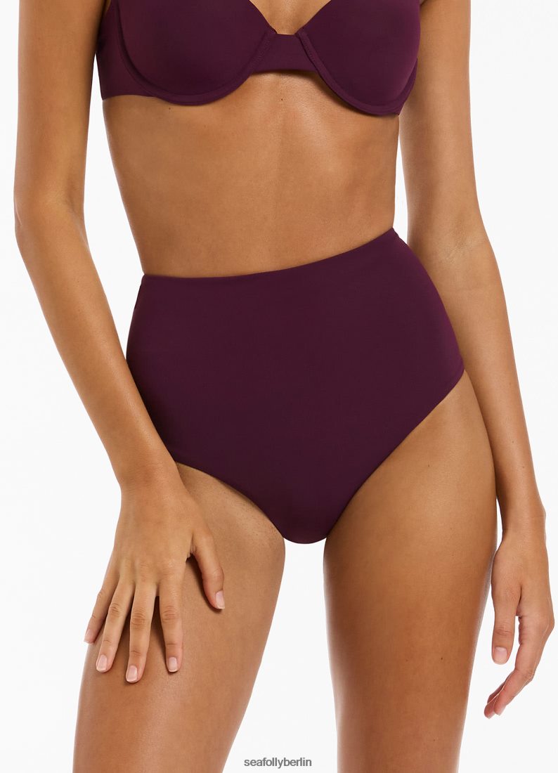 Badebekleidung Seafolly Jetset-Bikinihose mit hoher Taille Hafen Frauen 6RVZTV446