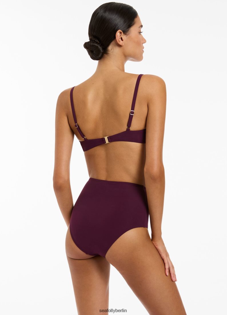 Badebekleidung Seafolly Jetset-Bikinihose mit hoher Taille Hafen Frauen 6RVZTV446