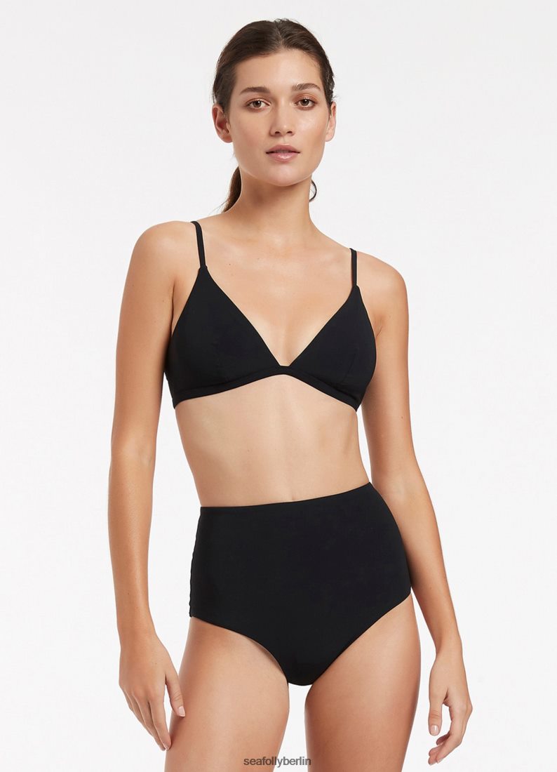 Badebekleidung Seafolly Jetset-Bikinihose mit hoher Taille Schwarz Frauen 6RVZTV286