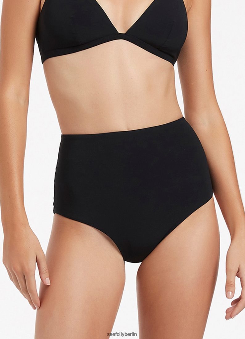 Badebekleidung Seafolly Jetset-Bikinihose mit hoher Taille Schwarz Frauen 6RVZTV286