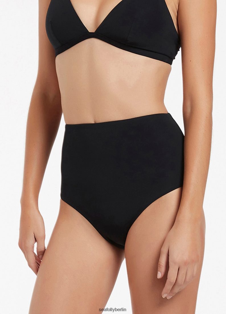 Badebekleidung Seafolly Jetset-Bikinihose mit hoher Taille Schwarz Frauen 6RVZTV286