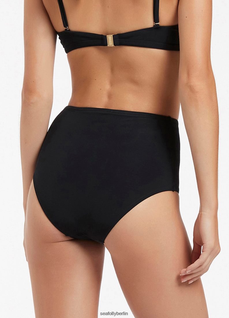 Badebekleidung Seafolly Jetset-Bikinihose mit hoher Taille Schwarz Frauen 6RVZTV286