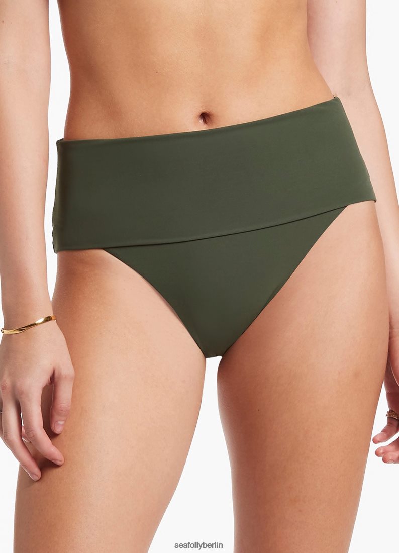 Badebekleidung Seafolly Jetset-Bikinihose mit hoher Taille und umklappbarem Oberteil Olive Frauen 6RVZTV292