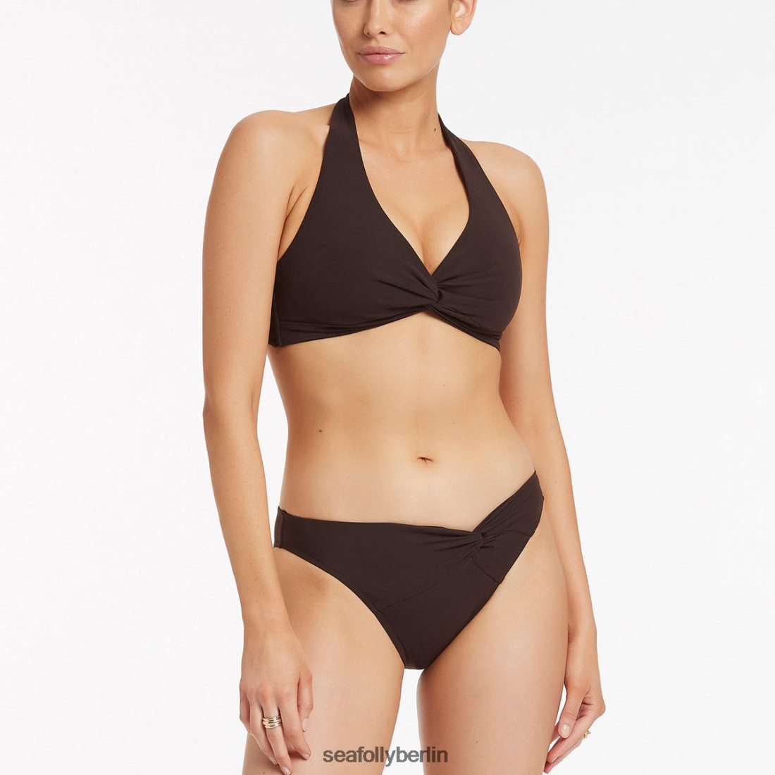 Badebekleidung Seafolly Jetset-Bikiniunterteil mit Twist-Front Schokolade Frauen 6RVZTV473