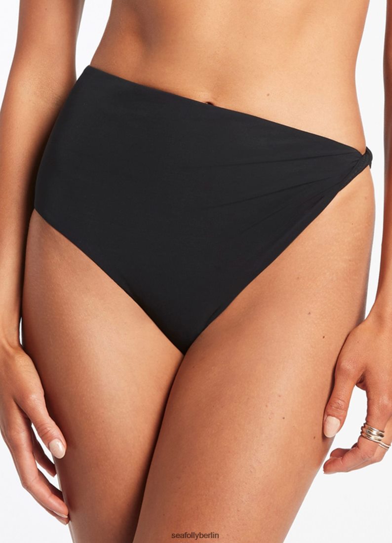 Badebekleidung Seafolly Jetset-Twist-Seitenhose Schwarz Frauen 6RVZTV449