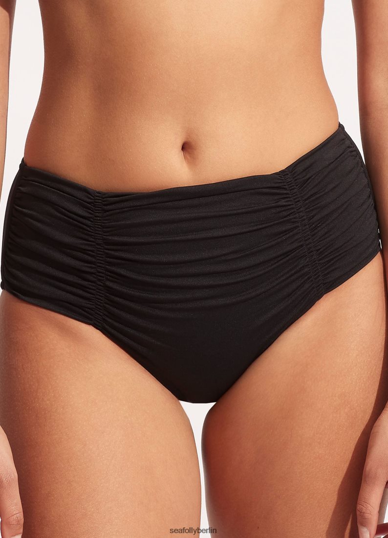 Badebekleidung Seafolly Kollektiv geraffte Retro-Hose vorne Schwarz Frauen 6RVZTV224