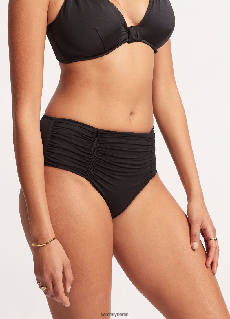 Badebekleidung Seafolly Kollektiv geraffte Retro-Hose vorne Schwarz Frauen 6RVZTV224