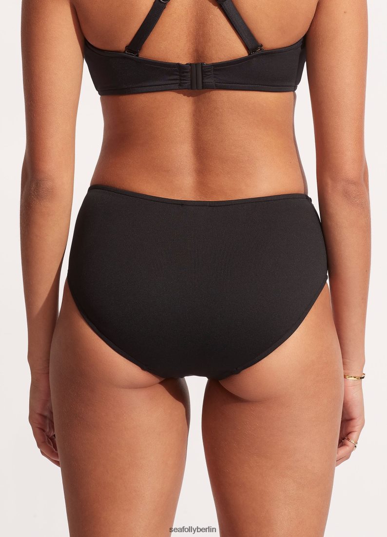 Badebekleidung Seafolly Kollektiv geraffte Retro-Hose vorne Schwarz Frauen 6RVZTV224