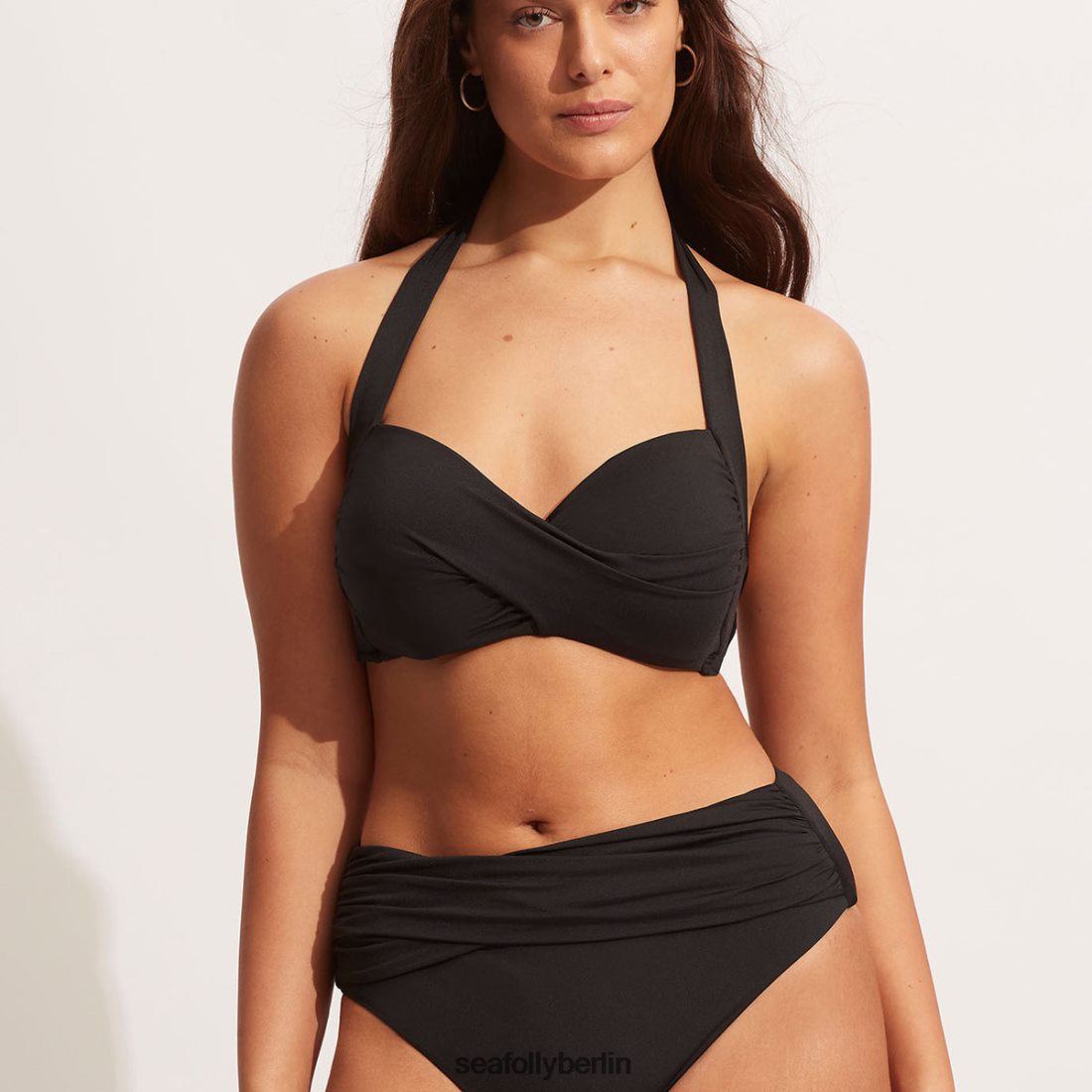 Badebekleidung Seafolly Kollektive Hose mit hoher Taille und Wickelfront Schwarz Frauen 6RVZTV223