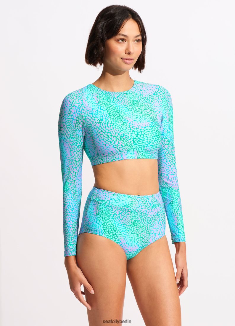 Badebekleidung Seafolly Meereshaut-Bikinihose mit hoher Taille leuchtendes Grün Frauen 6RVZTV524