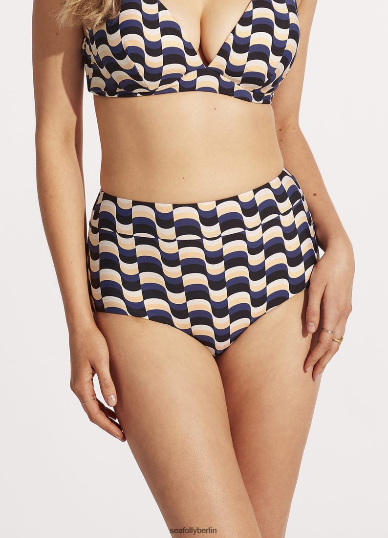Badebekleidung Seafolly Moderne Bikinihose mit hoher Taille Schwarz Frauen 6RVZTV316