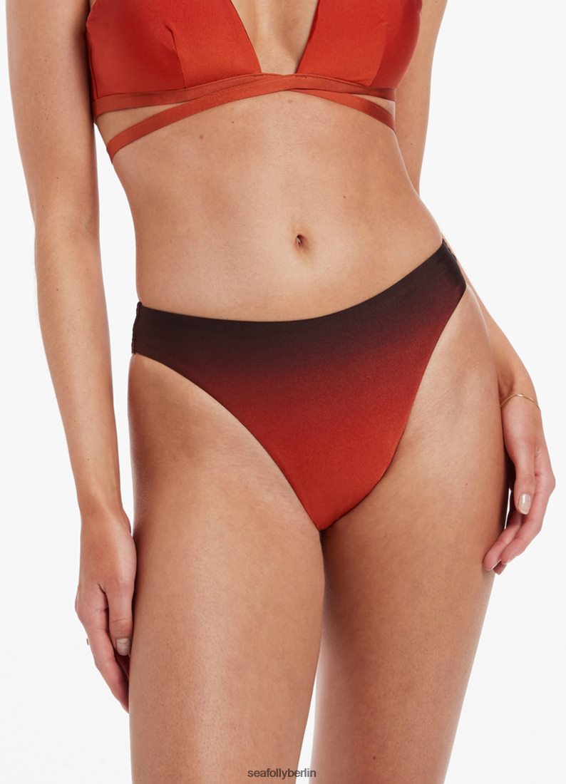 Badebekleidung Seafolly Oia Sunset Bikinihose mit hohem Beinausschnitt gebranntes Orange Frauen 6RVZTV345