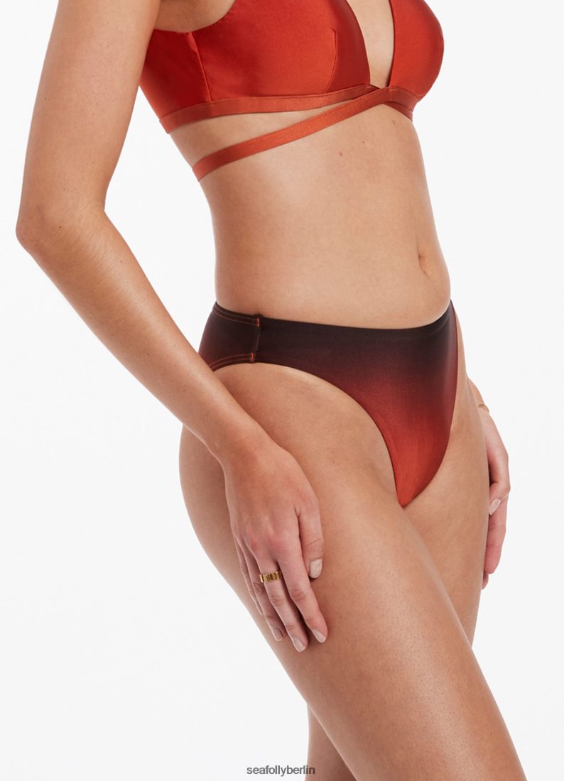 Badebekleidung Seafolly Oia Sunset Bikinihose mit hohem Beinausschnitt gebranntes Orange Frauen 6RVZTV345