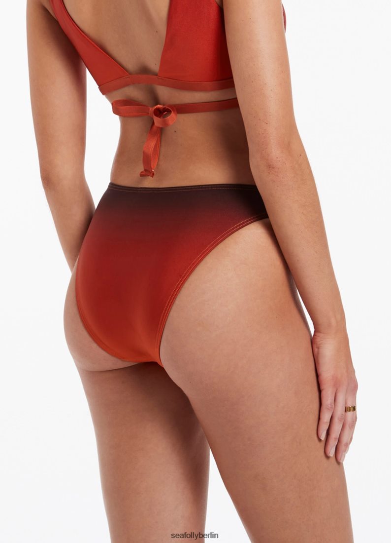 Badebekleidung Seafolly Oia Sunset Bikinihose mit hohem Beinausschnitt gebranntes Orange Frauen 6RVZTV345