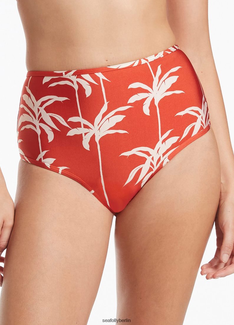 Badebekleidung Seafolly Palme-Hose mit hoher Taille Kirsche Frauen 6RVZTV557