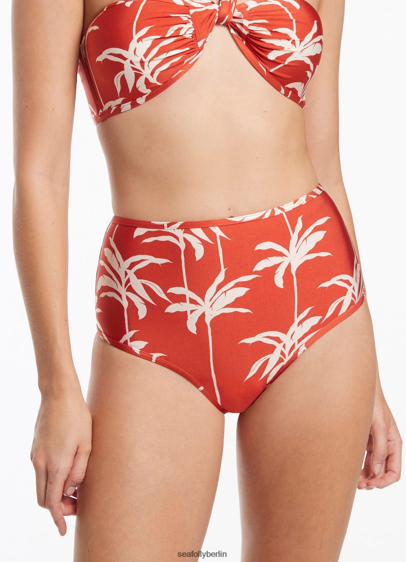 Badebekleidung Seafolly Palme-Hose mit hoher Taille Kirsche Frauen 6RVZTV557