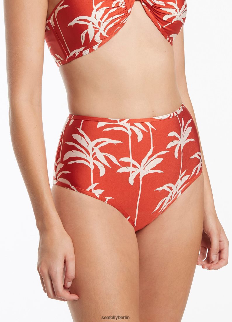 Badebekleidung Seafolly Palme-Hose mit hoher Taille Kirsche Frauen 6RVZTV557