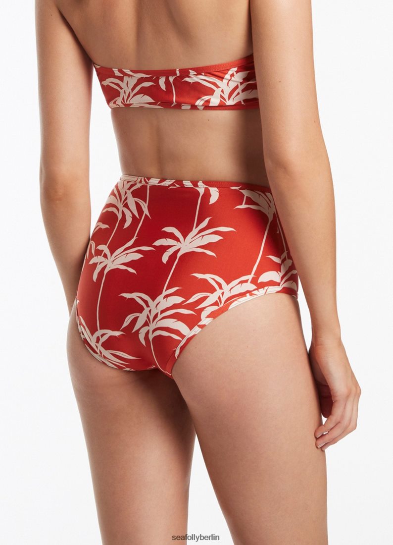 Badebekleidung Seafolly Palme-Hose mit hoher Taille Kirsche Frauen 6RVZTV557