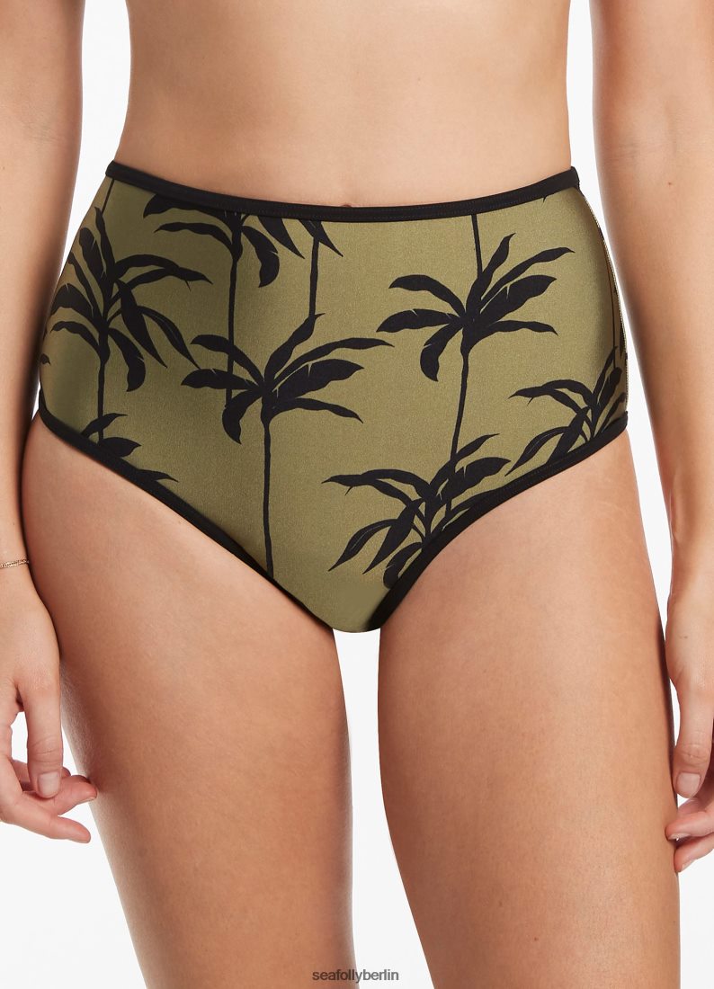 Badebekleidung Seafolly Palme-Hose mit hoher Taille Olive Frauen 6RVZTV386