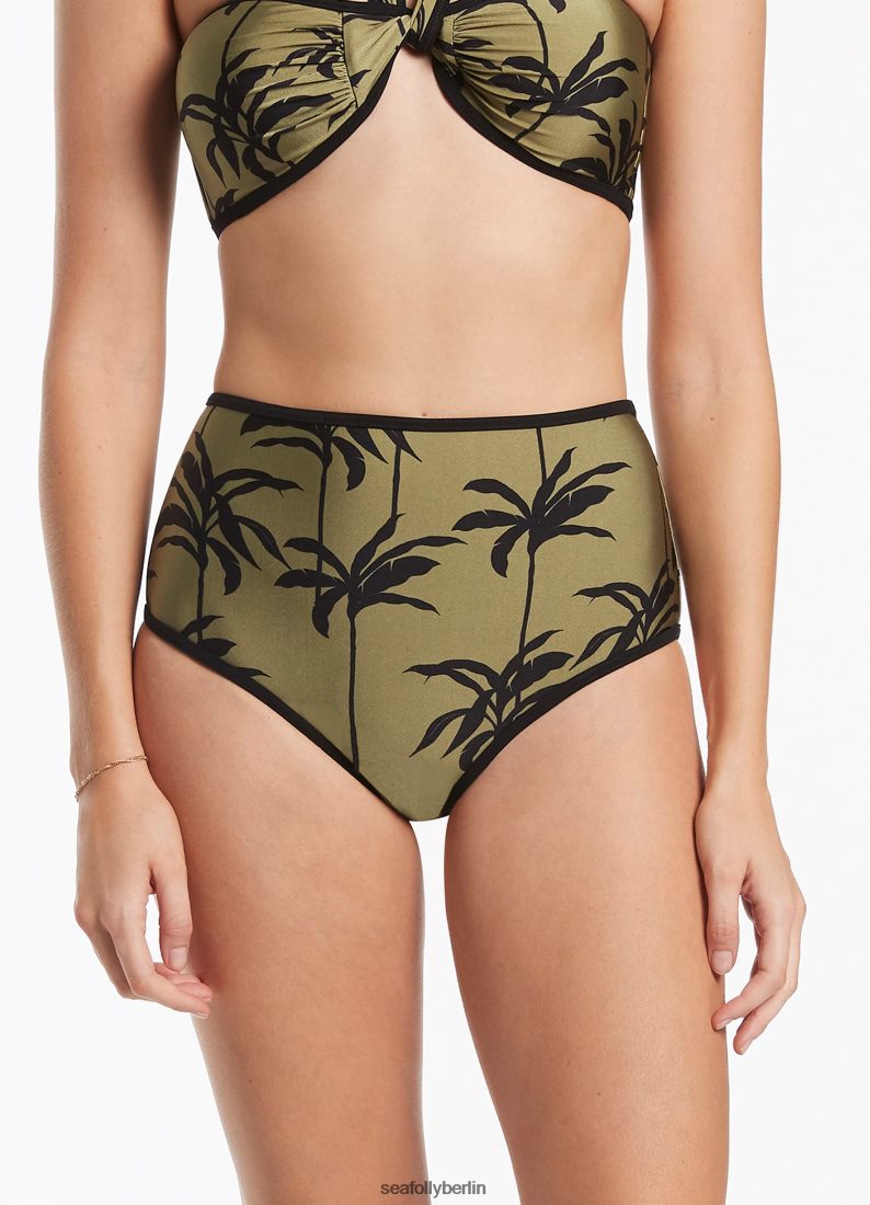 Badebekleidung Seafolly Palme-Hose mit hoher Taille Olive Frauen 6RVZTV386
