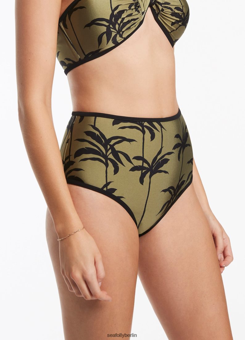 Badebekleidung Seafolly Palme-Hose mit hoher Taille Olive Frauen 6RVZTV386