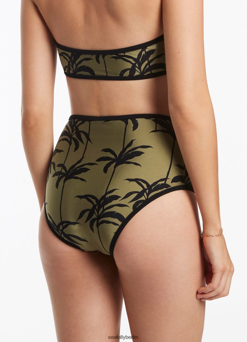 Badebekleidung Seafolly Palme-Hose mit hoher Taille Olive Frauen 6RVZTV386