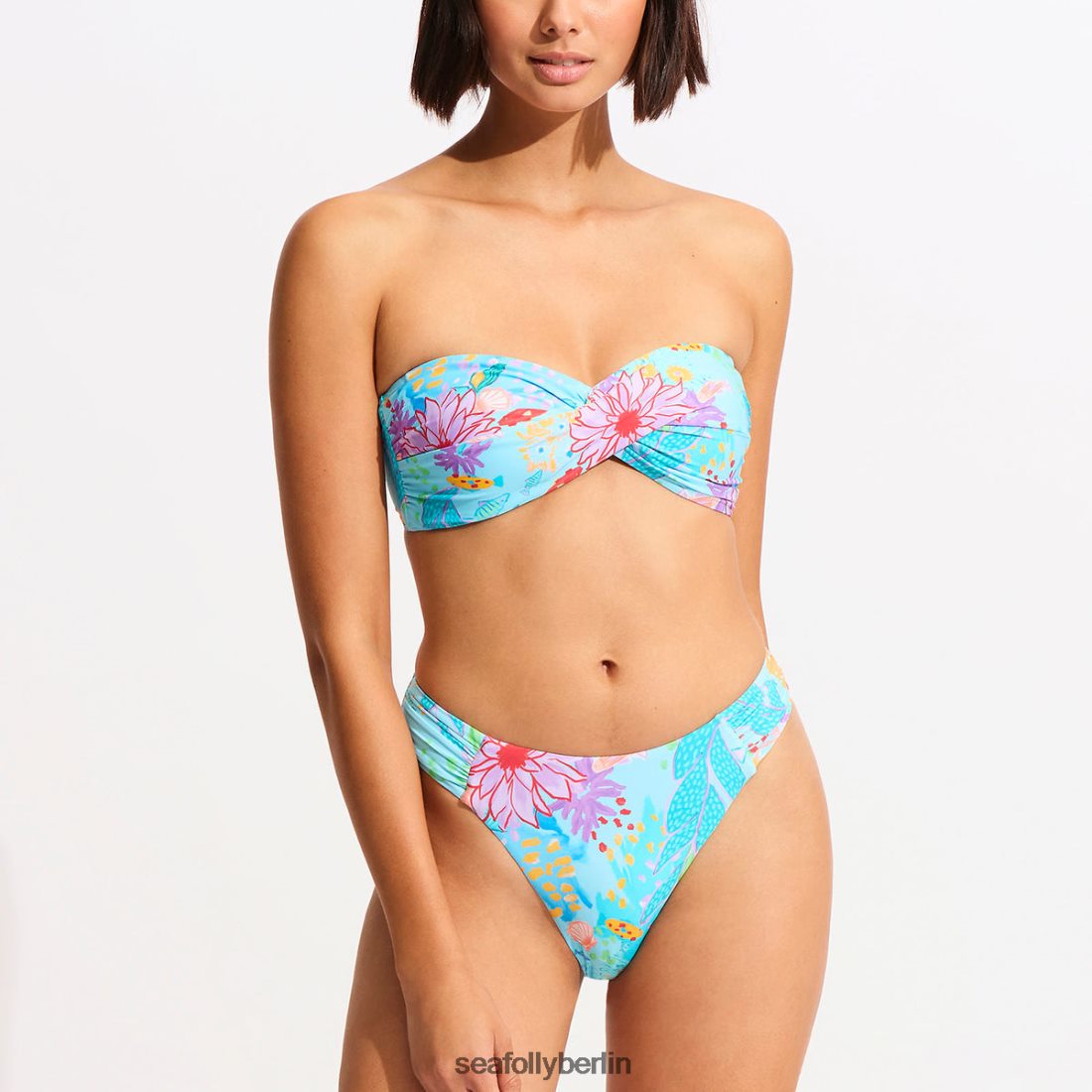 Badebekleidung Seafolly Under the Sea-Bikinihose mit hohem Beinausschnitt blauer Nebel Frauen 6RVZTV305